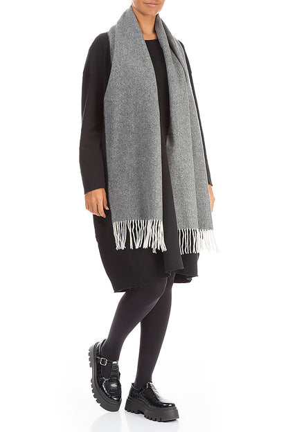 Light Grey Soft Merino Wool Scarf 2