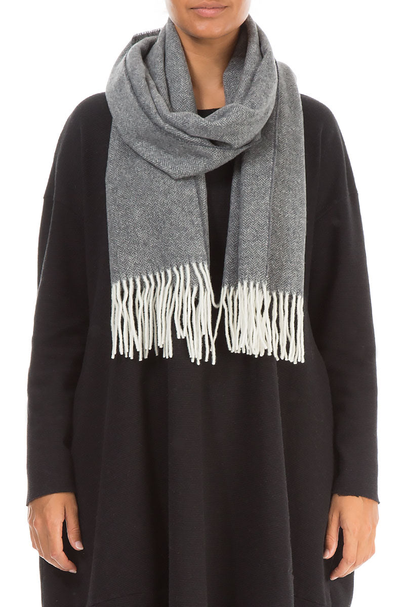 Light Grey Soft Merino Wool Scarf 1