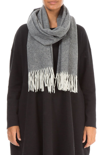 Light Grey Soft Merino Wool Scarf 1