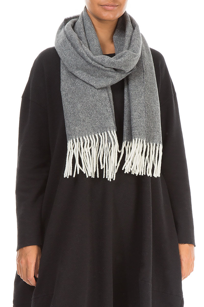 Light Grey Soft Merino Wool Scarf 3