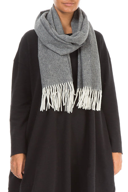 Light Grey Soft Merino Wool Scarf 3