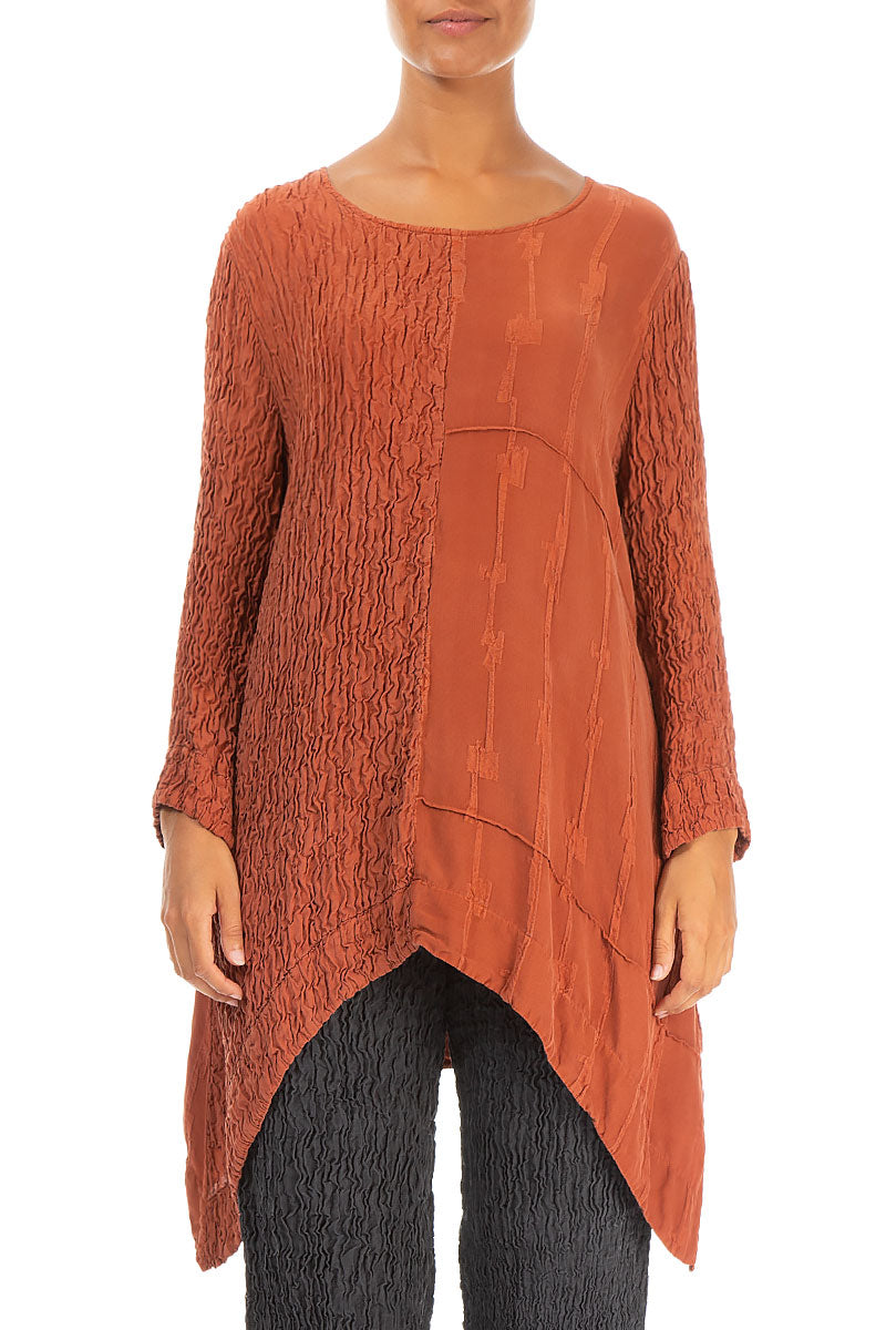 Long Edges Rust Pure Silk Tunic