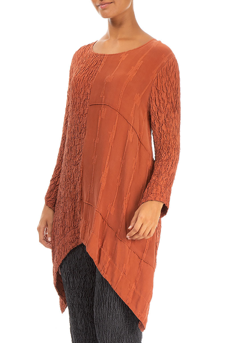 Long Edges Rust Pure Silk Tunic