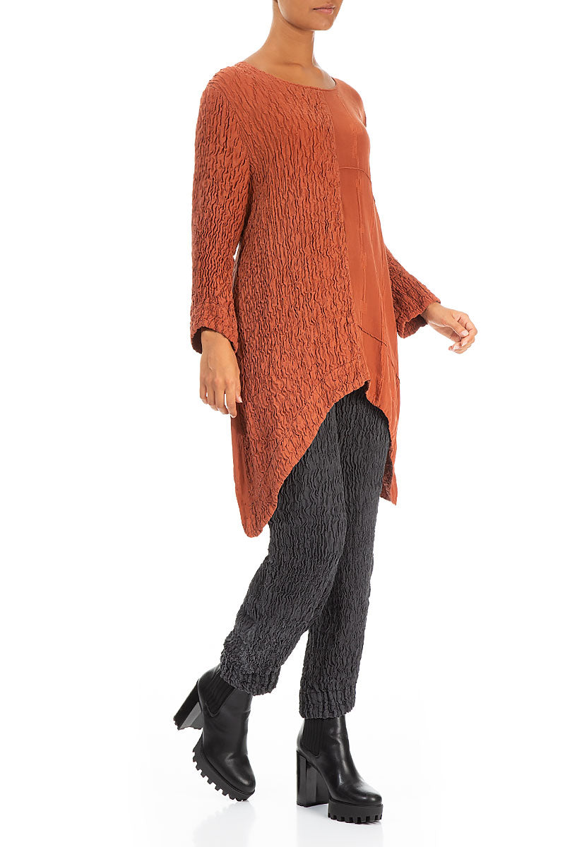 Long Edges Rust Pure Silk Tunic