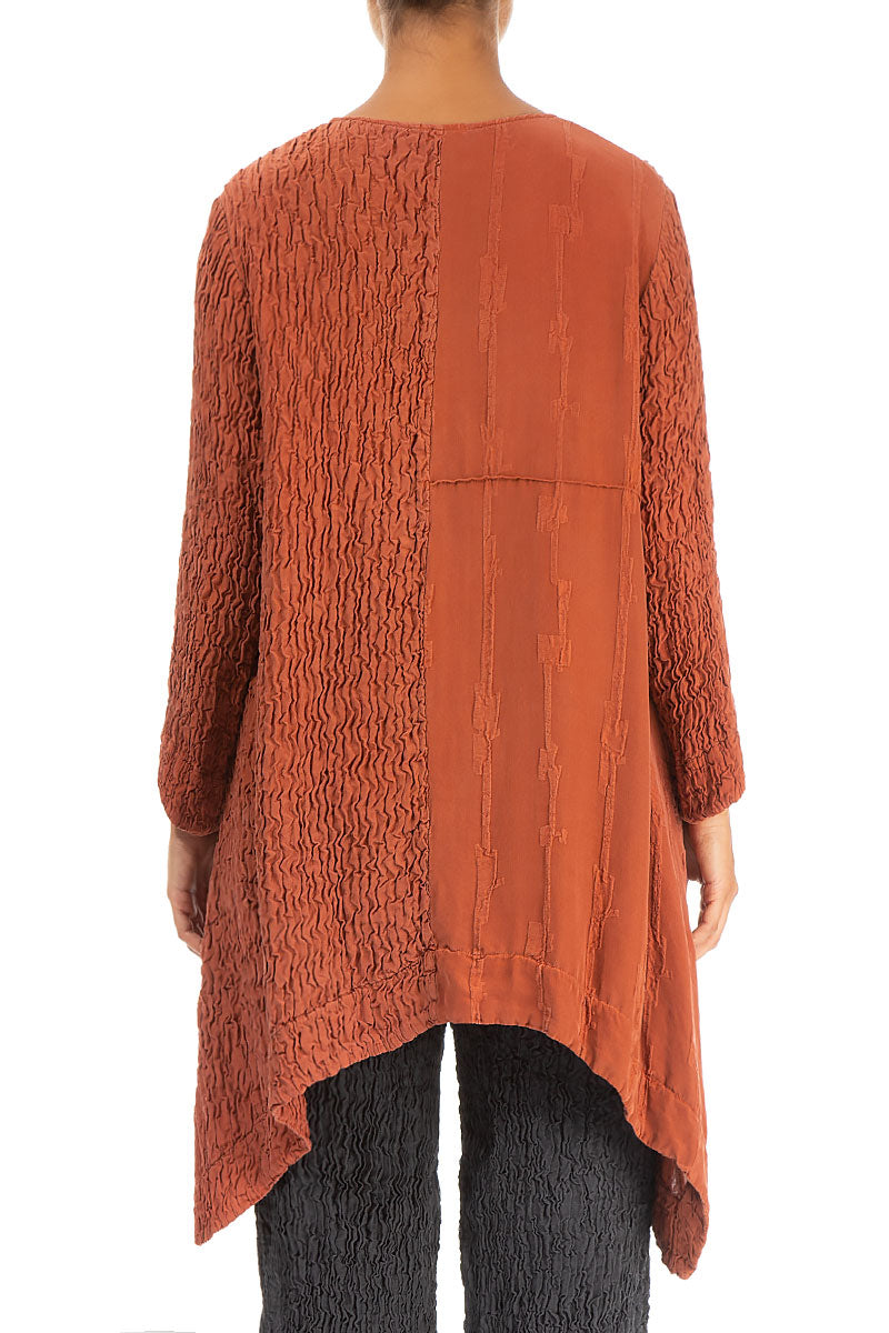 Long Edges Rust Pure Silk Tunic