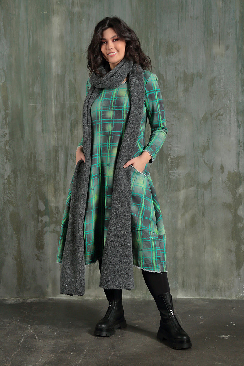 Long Green Checks Cotton Dress