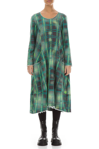 Long Green Checks Cotton Dress