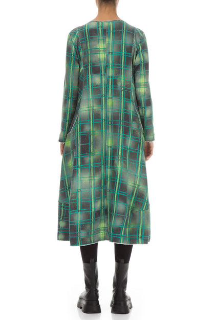 Long Green Checks Cotton Dress