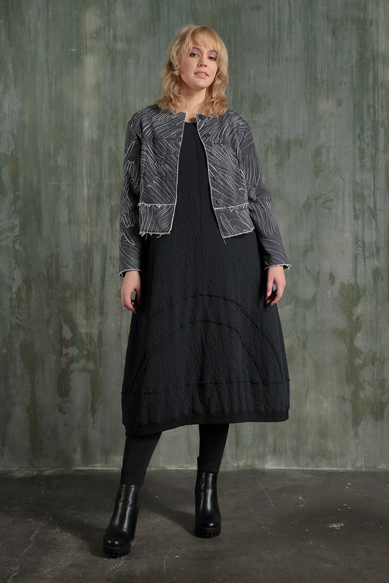 Long Grey Wavy Cotton Dress 7
