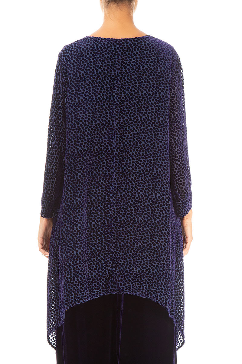 Longer Edge Devoré Dot Purple Silk Velvet Tunic