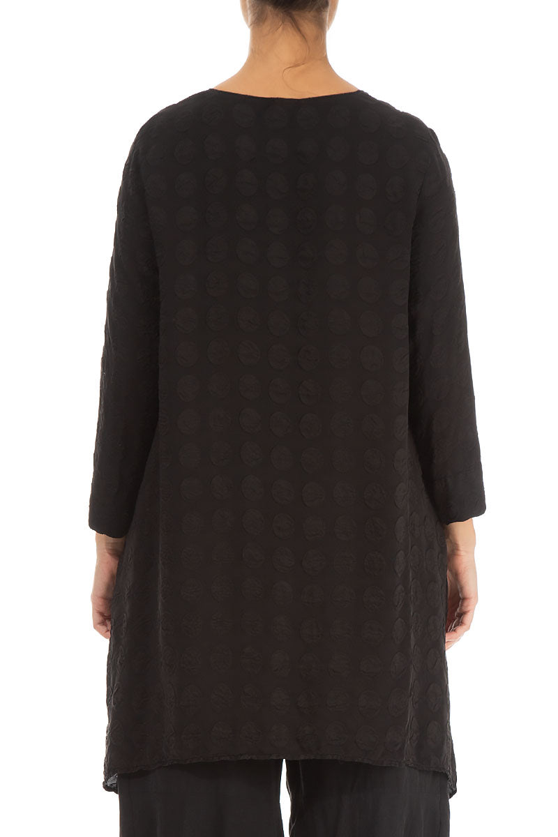 Longer Edges Bubble Black Silk Tunic