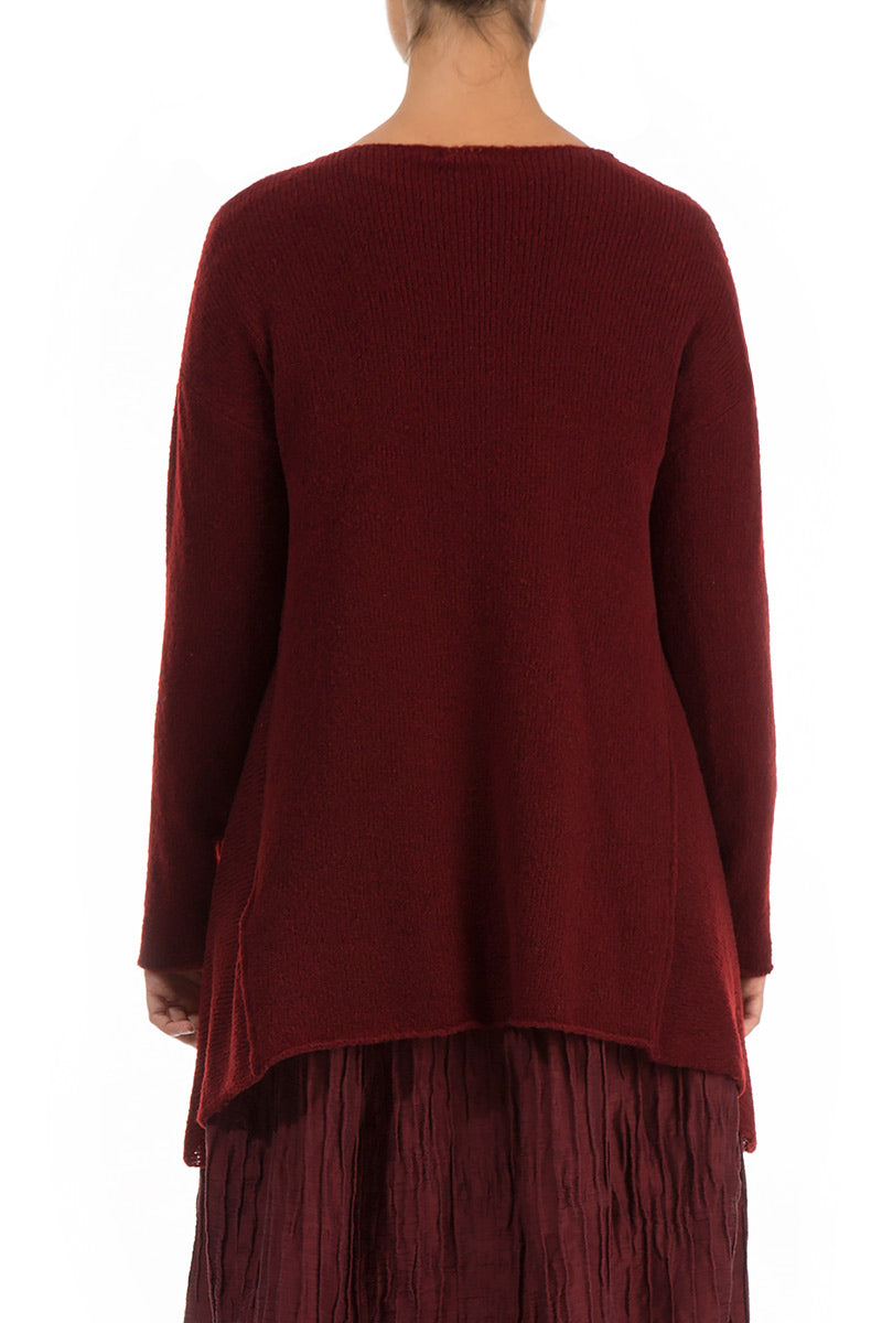 Longer Sides Maroon Wool Sweater