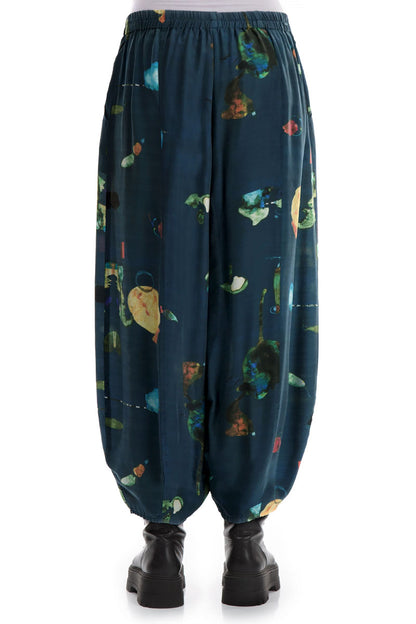 Loose Fairy-Tale Print Silk Bamboo Trousers 2