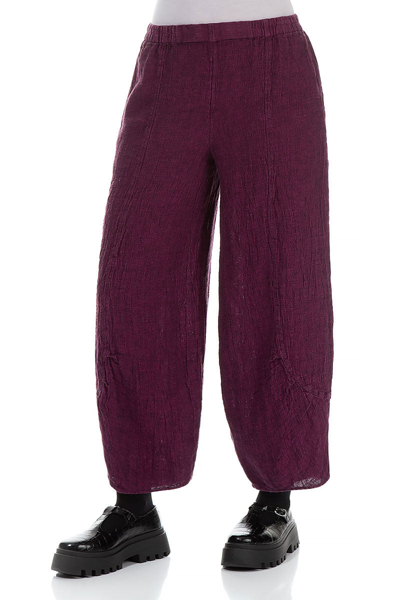 Loose Royal Fuchsia Mélange Linen Trousers