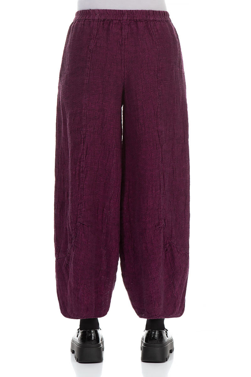 Loose Royal Fuchsia Mélange Linen Trousers