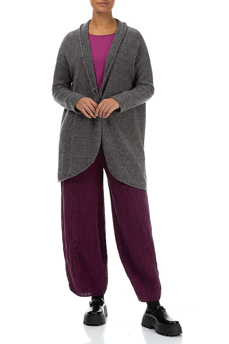 Loose Royal Fuchsia Mélange Linen Trousers