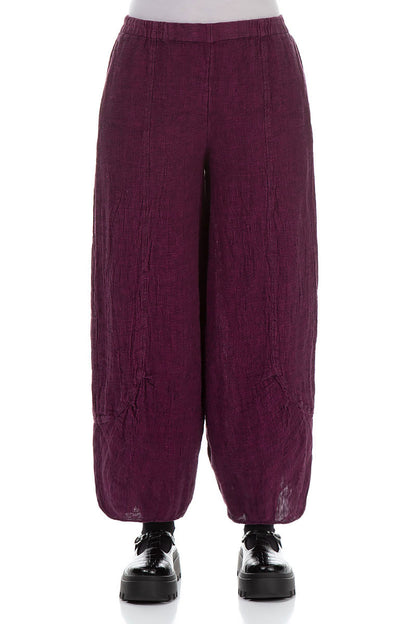 Loose Royal Fuchsia Mélange Linen Trousers