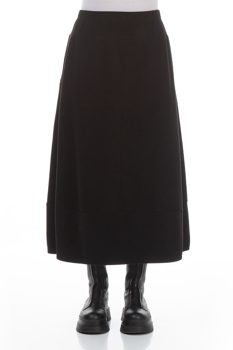 Loose Black Cotton Jersey Skirt