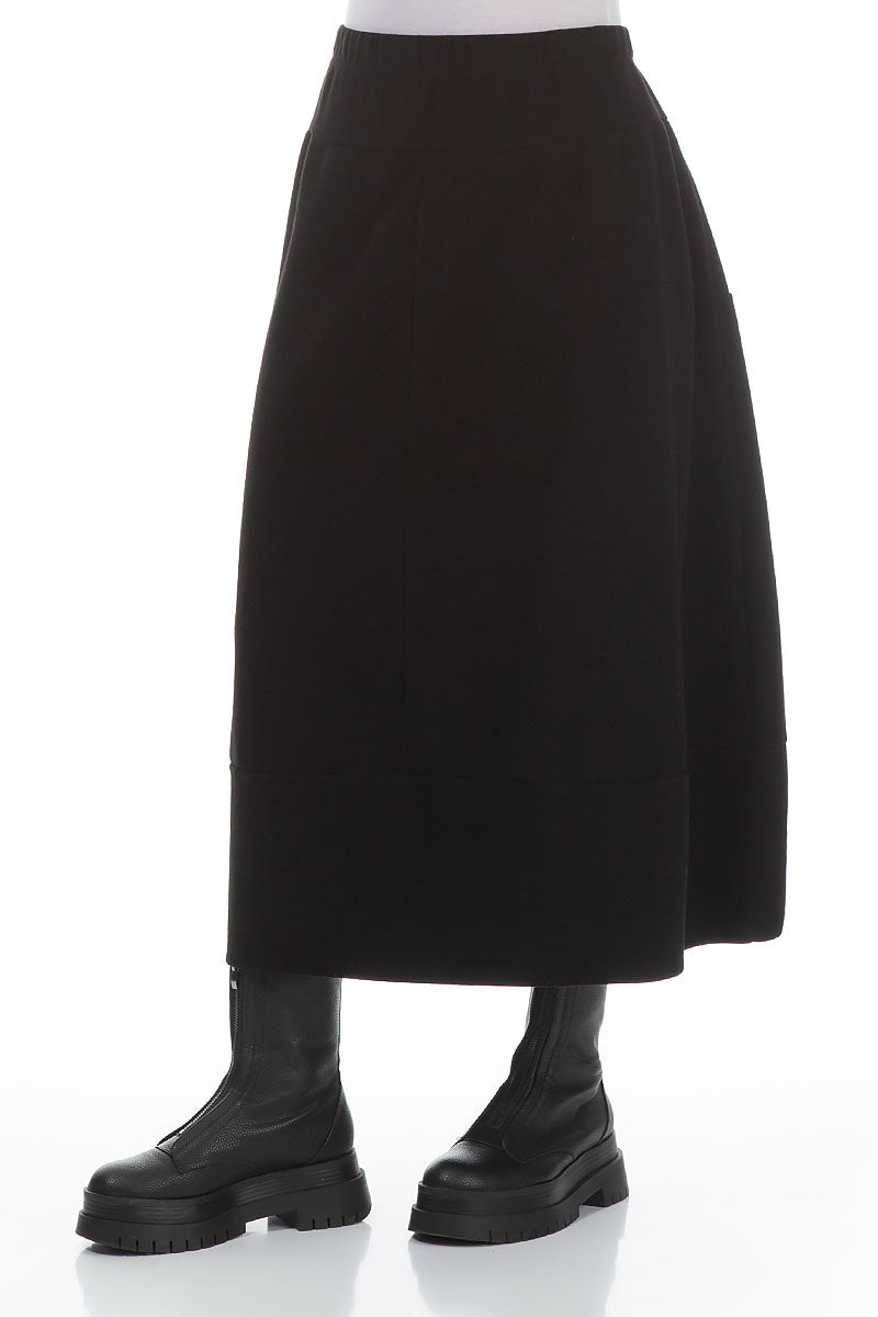 Loose Black Cotton Jersey Skirt