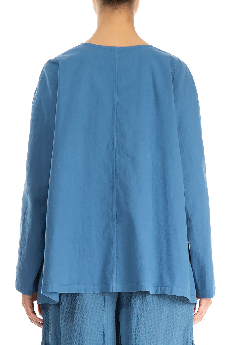 Loose Boxy Atlantic Blue Cotton Jacket