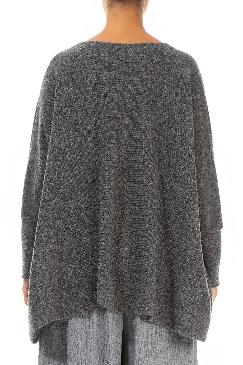 Loose Boxy Mélange Grey Wool Cardigan