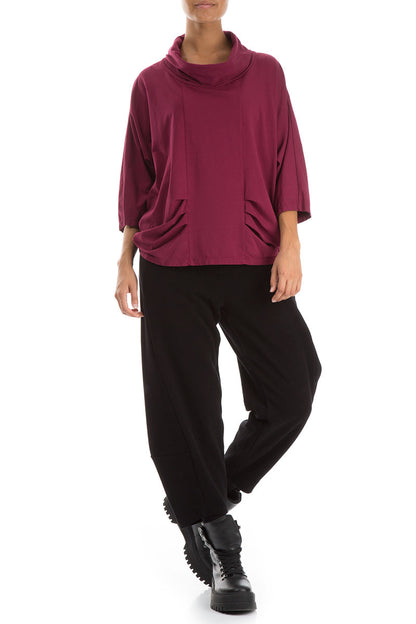 Taper Black Cotton Jersey Trousers