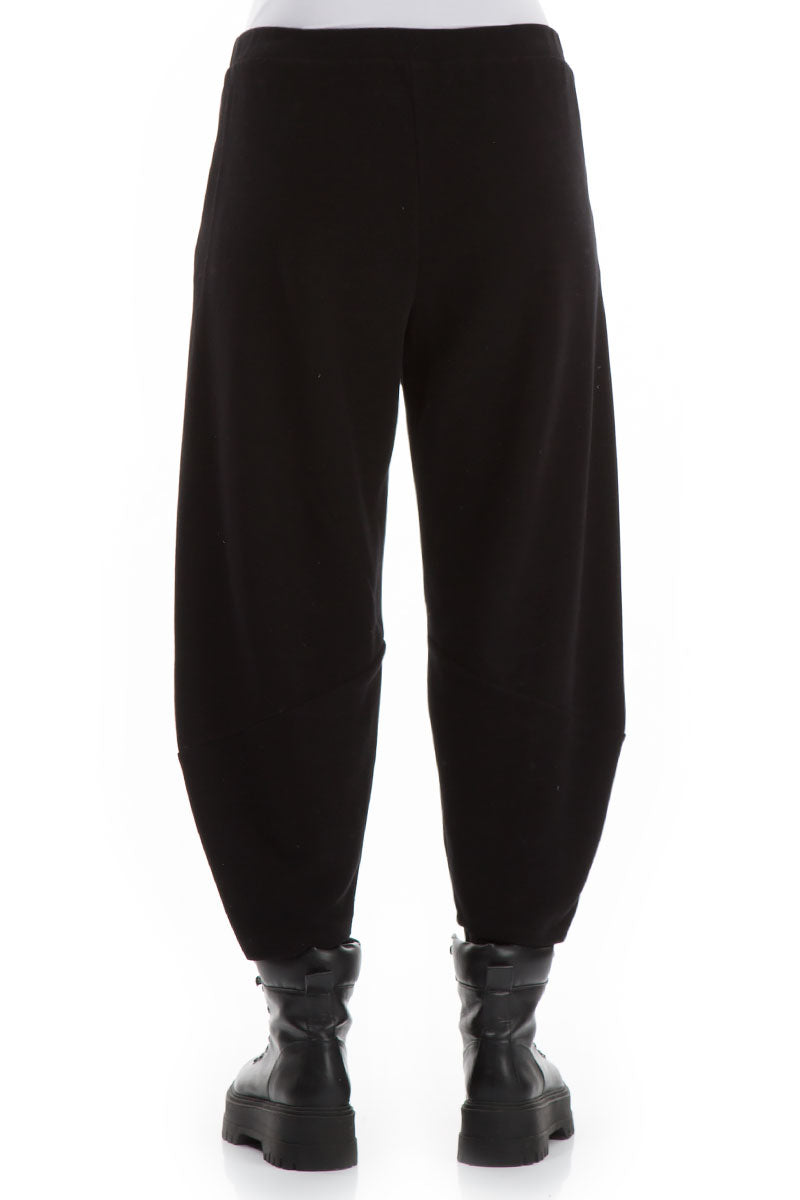 Taper Black Cotton Jersey Trousers