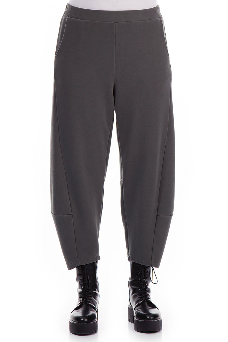 Loose Cropped Grey Cotton Jersey Trousers