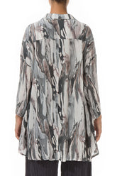 Loose Crinkled Ink Wash Silk Viscose Shirt 2