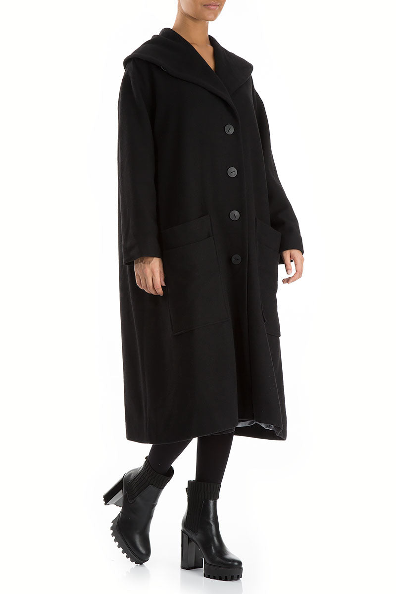 Black Light Wool Swing Coat 3