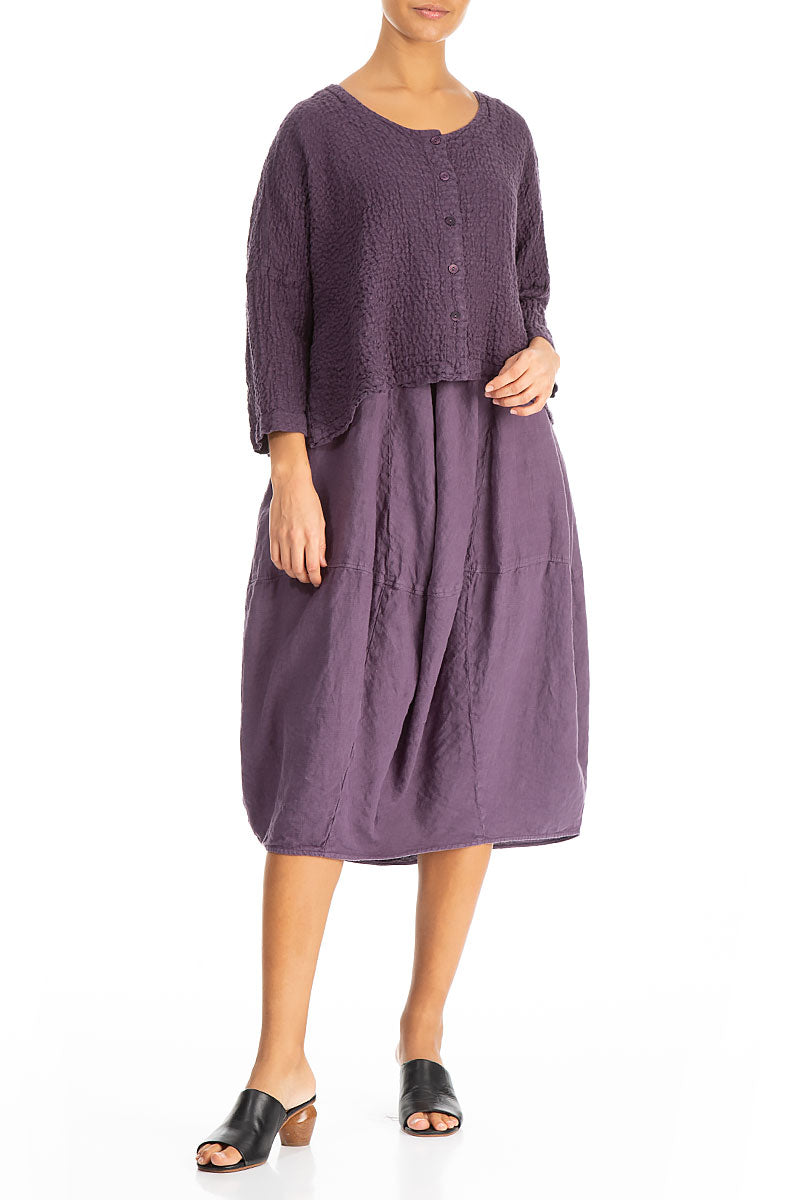 Loose Short Amethyst Textured Linen Jacket 4
