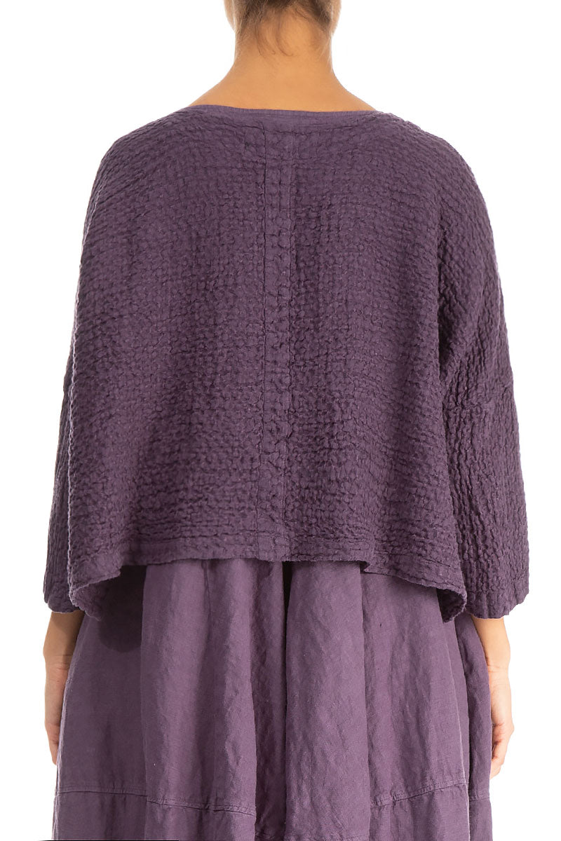Loose Short Amethyst Textured Linen Jacket 2