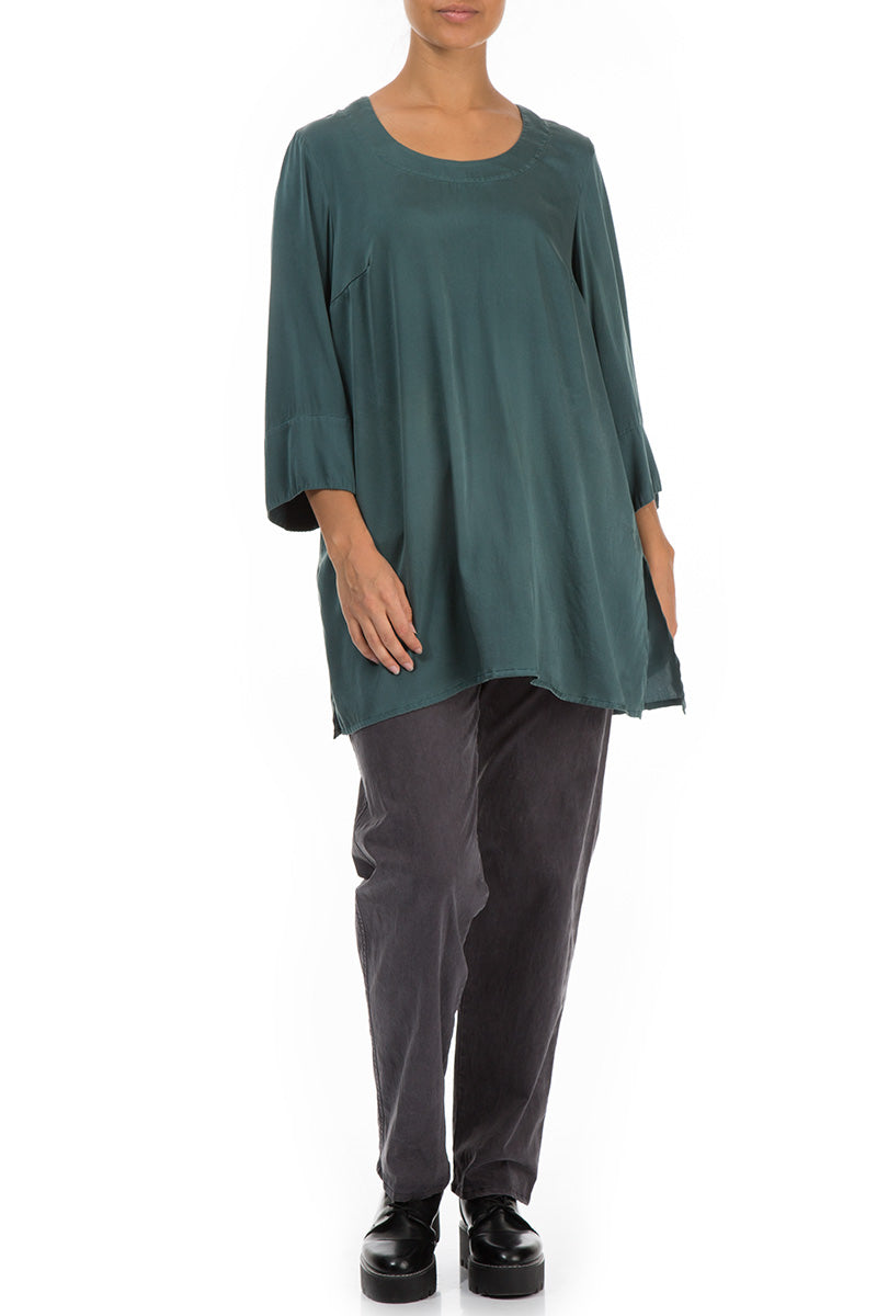 Loose Teal Silk Tunic