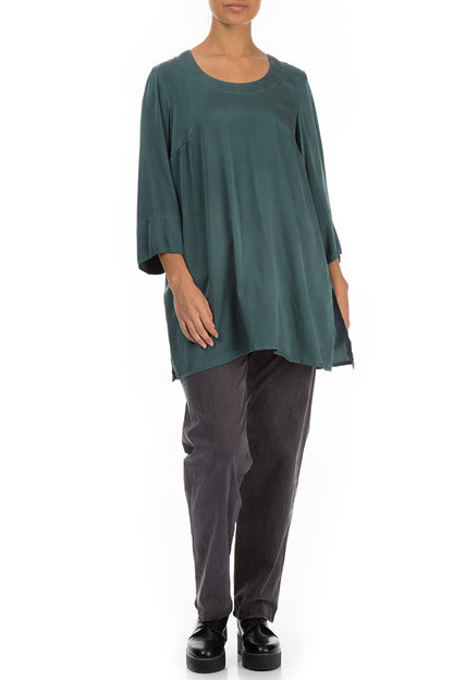 Loose Teal Silk Tunic