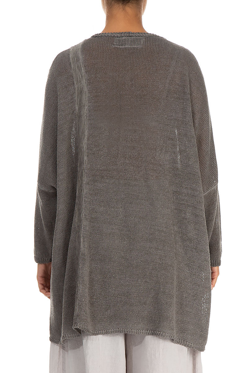 Loose Washed Effect Taupe Linen Jumper
