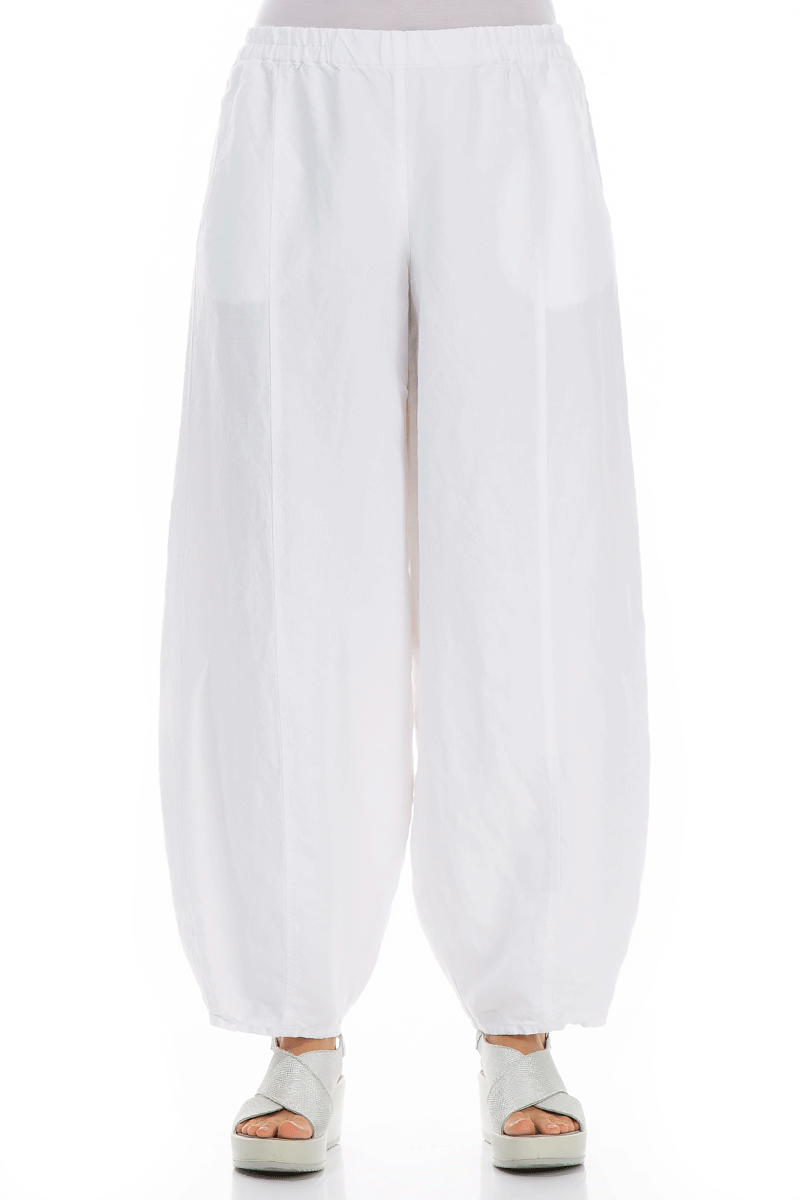 Loose White Linen Trousers 1