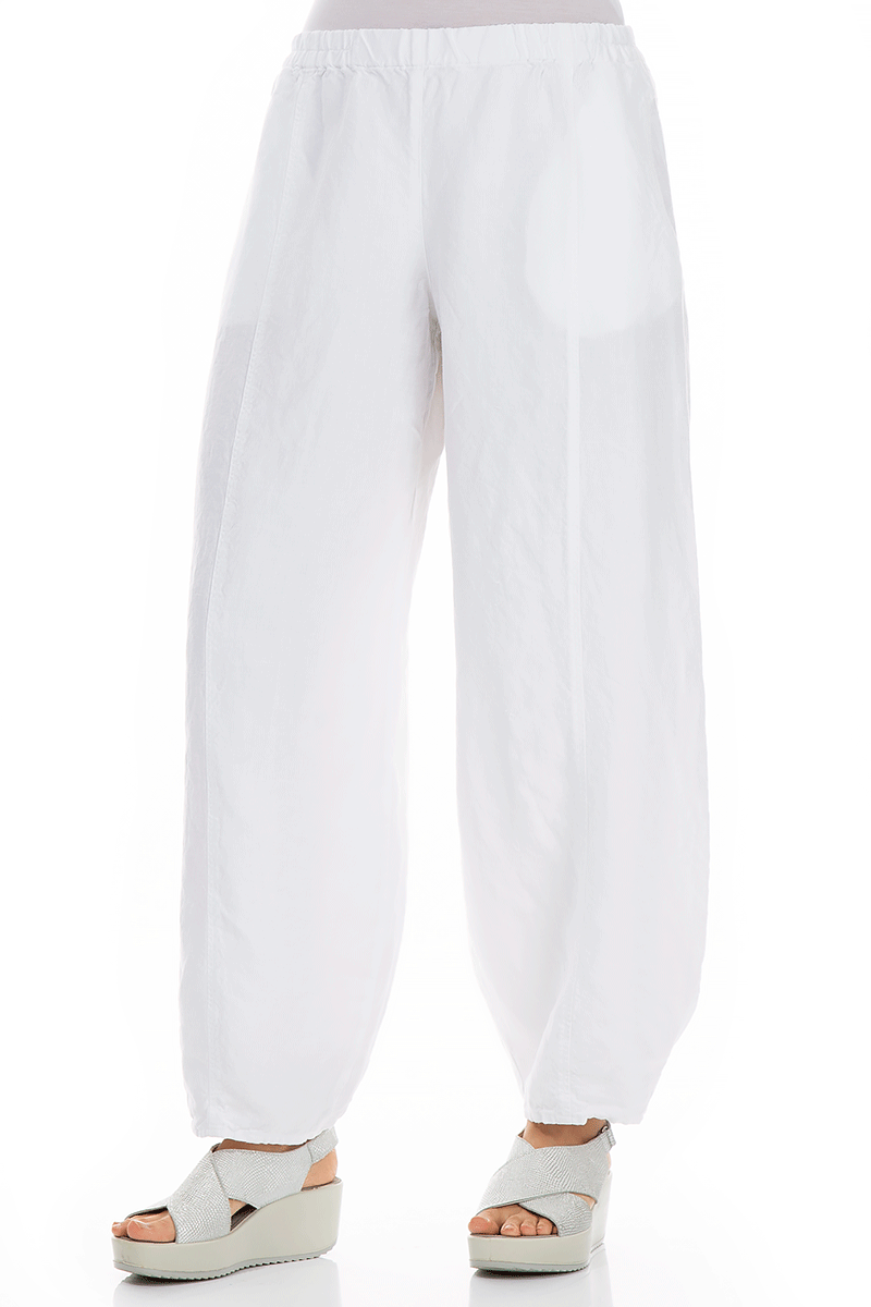 Loose White Linen Trousers 3