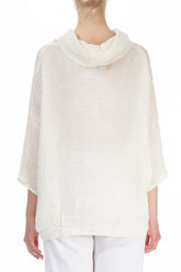 Cowl Neck Crinkled Off White Silk Blouse 2