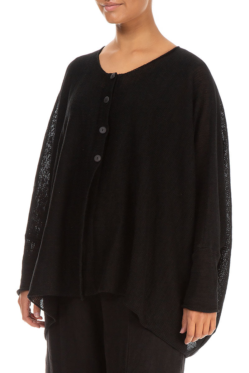 Long black clearance linen cardigan