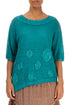 Washed Effect Bright Ocean Linen Jersey Top 1