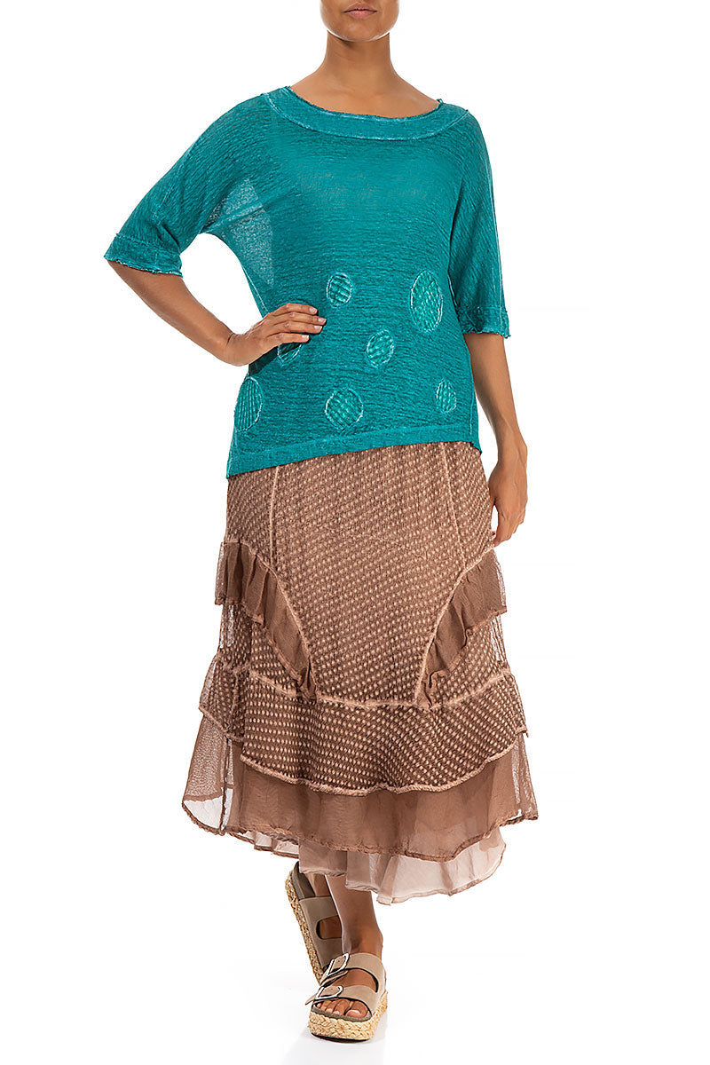 Washed Effect Bright Ocean Linen Jersey Top 4