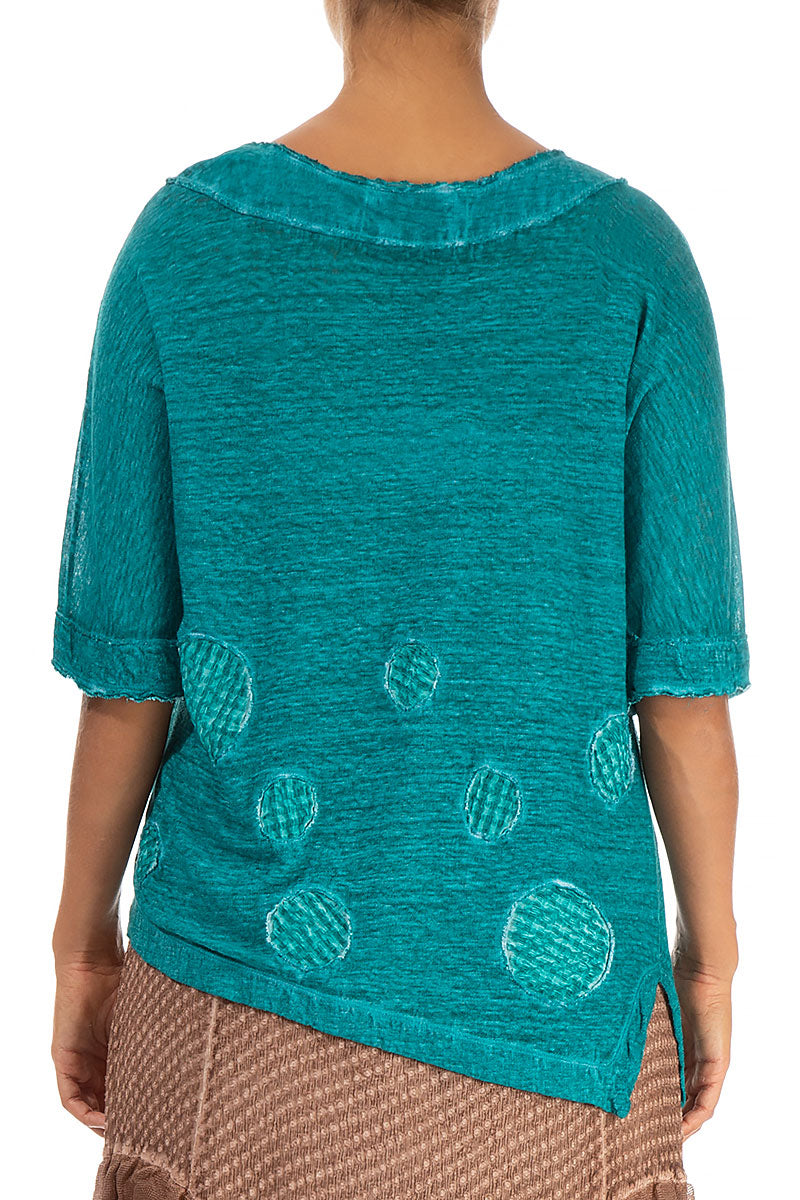 Washed Effect Bright Ocean Linen Jersey Top 2