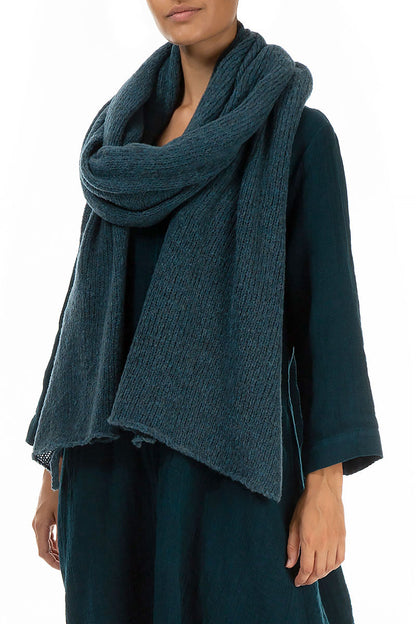 Extra Long Teal Soft Wool Scarf