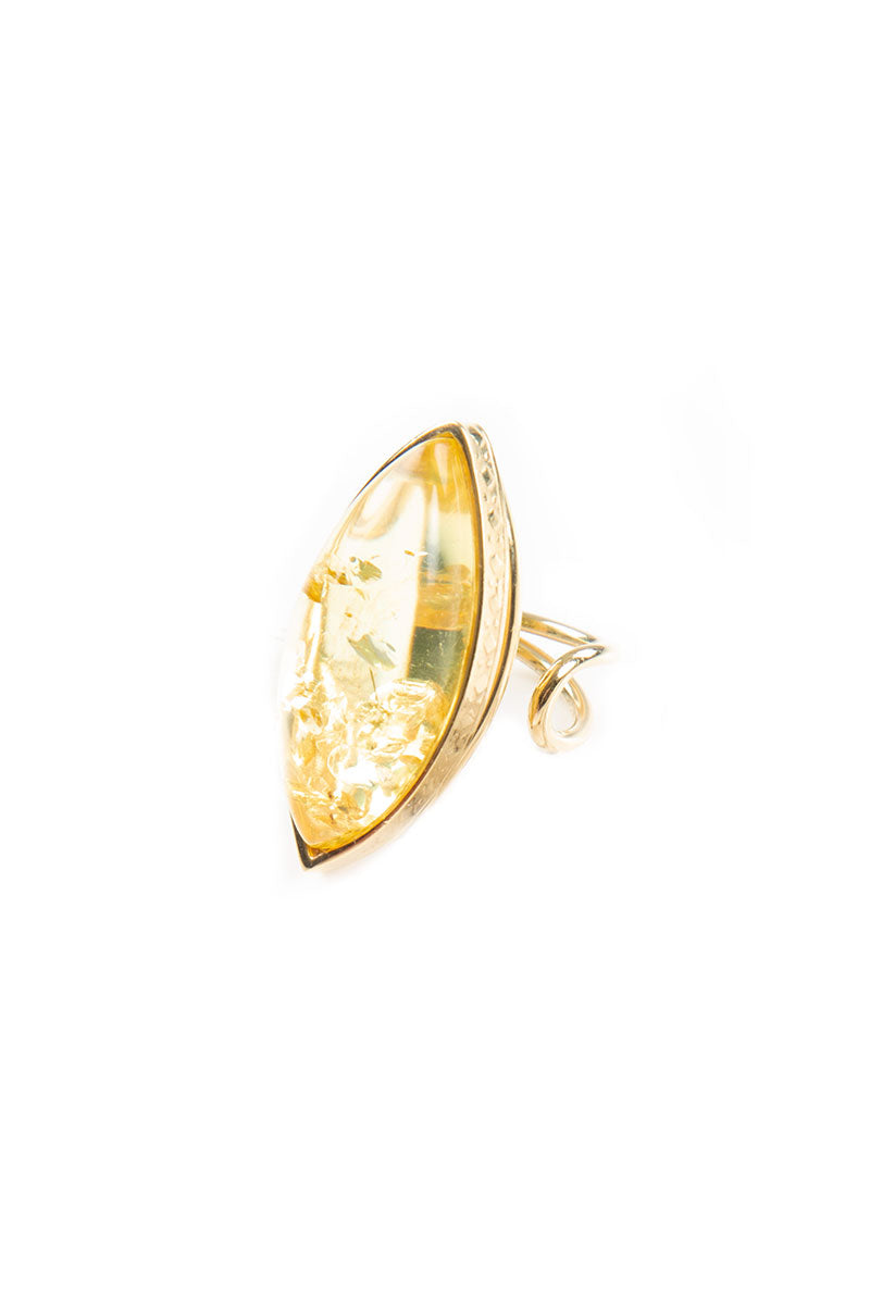 Marquise Clear Amber Ring