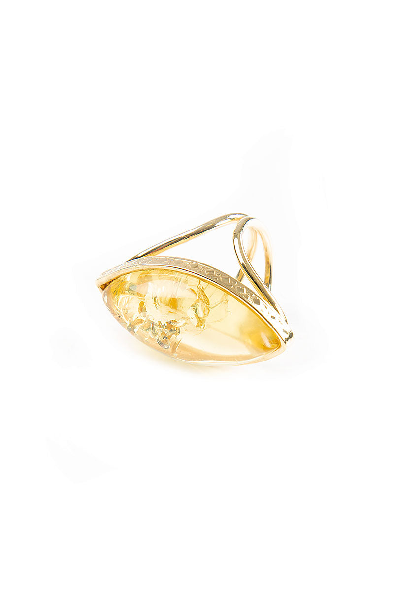 Marquise Clear Amber Ring
