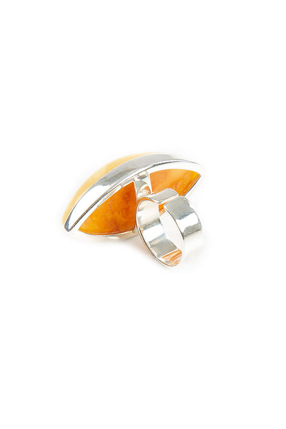 Marquise Yellow Amber Ring