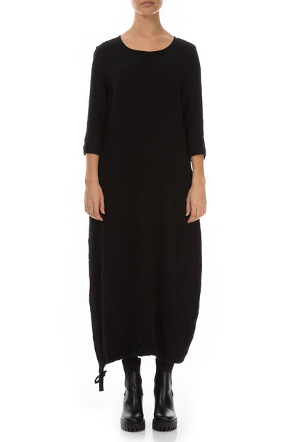 Maxi Balloon Black Wool Dress