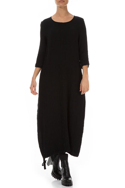 Maxi Balloon Black Wool Dress