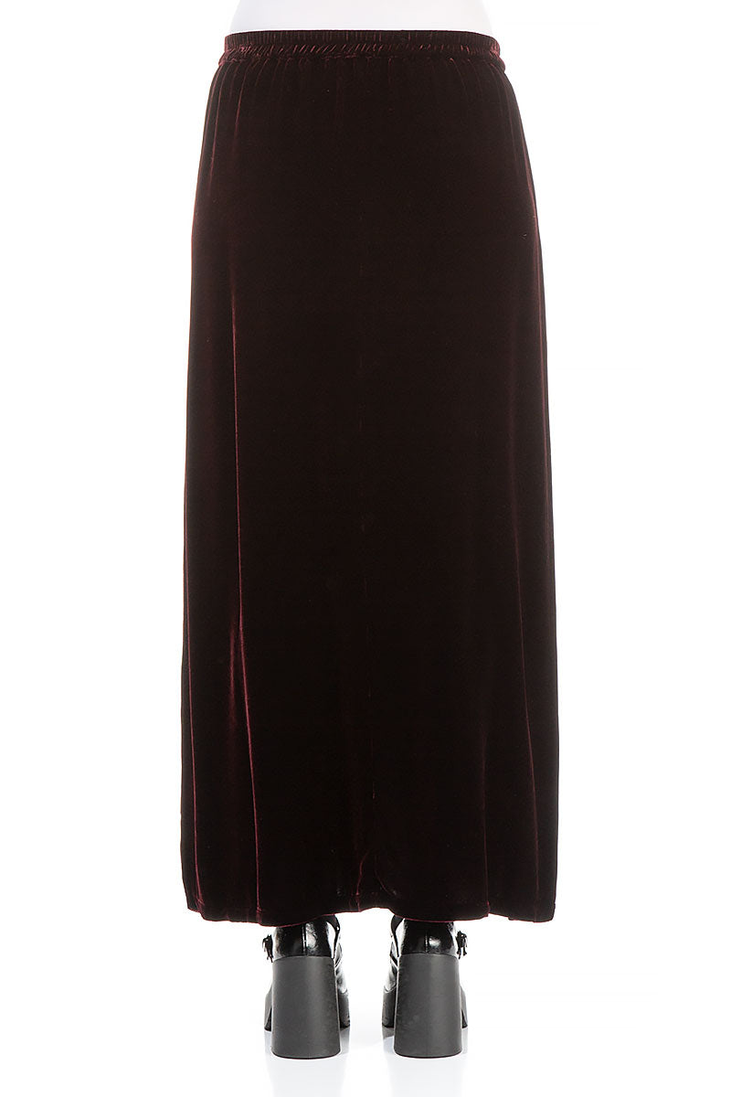 Maxi Bordeaux Silk Velvet Skirt