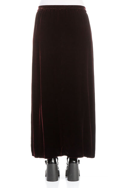 Maxi Bordeaux Silk Velvet Skirt